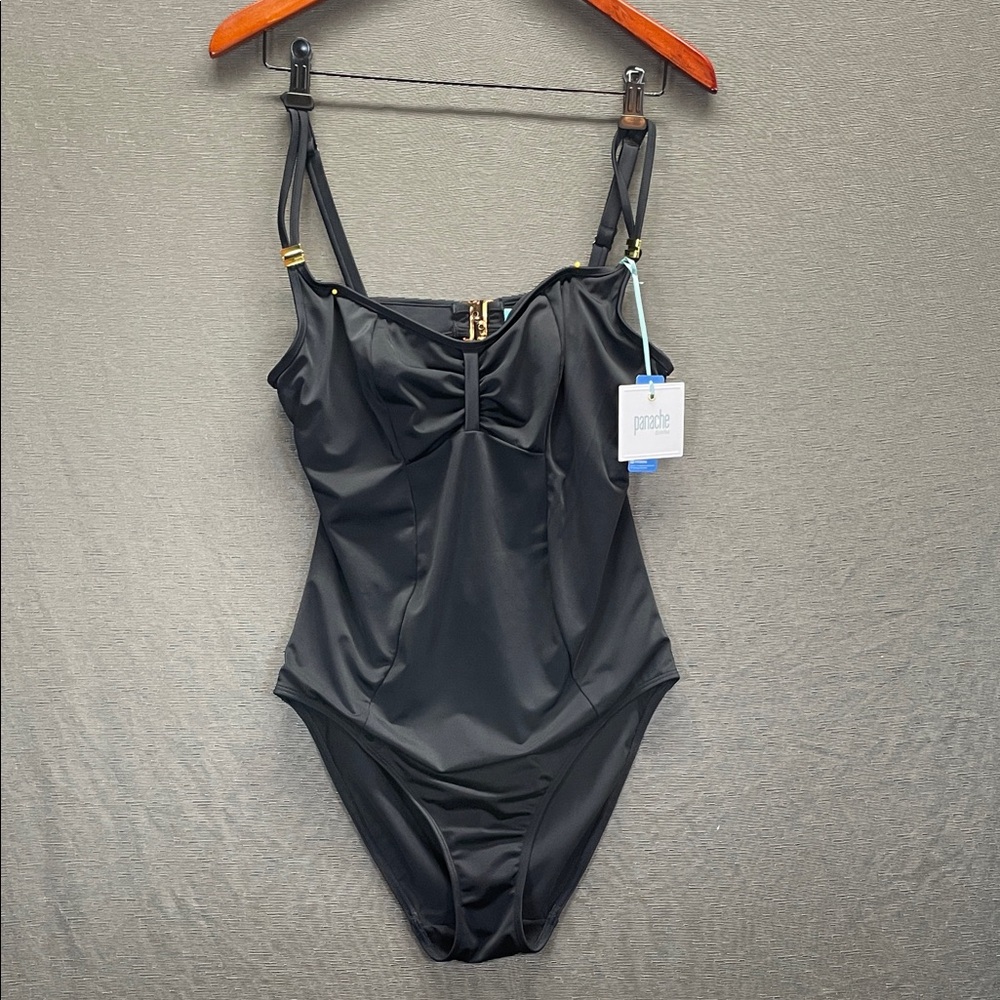 Panache Black and Gold One-Piece Swimsuit with Adjustable Straps